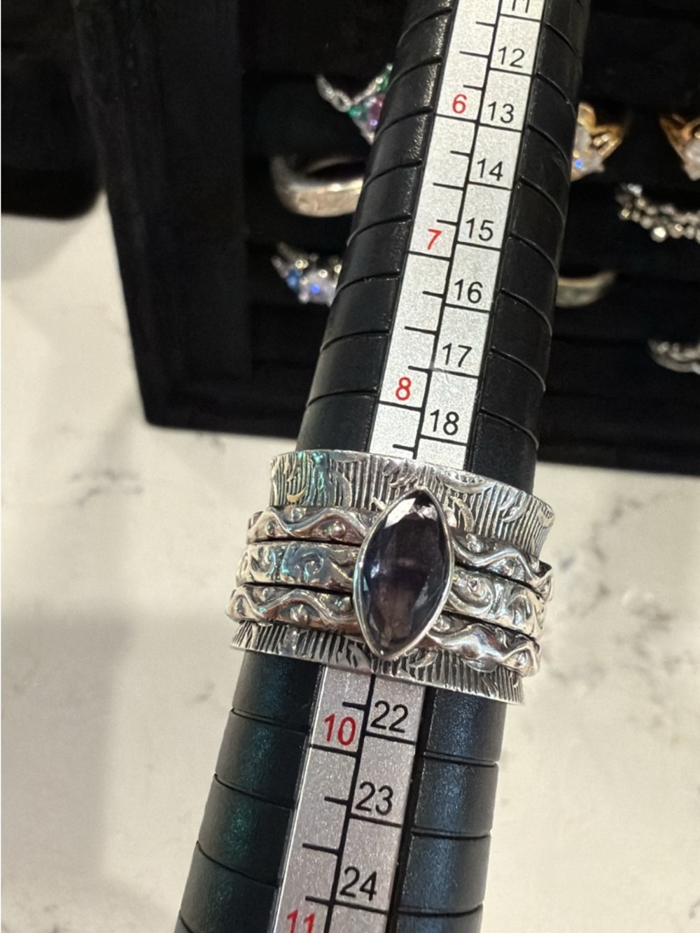 Sterling Silver Marquise Tanzanite Spinner Ring Size 9